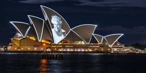 An image of the Queen is projected on the Sydney Opera House on Friday night.