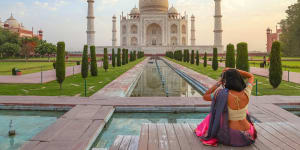 The Taj’s sheer size is stunning,but so is its almost otherworldly white beauty.