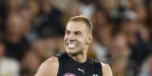 Harry McKay reacts during the season-opening draw with Richmond.