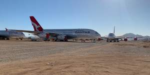 Qantas'fleet of Airbus A380 superjumbos are currently in storage at Victorville,in California's Mojave Desert.
