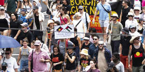 Thousands gathered in Sydney to join the Invasion Day rally.