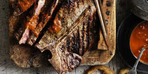 Big-flavour:T-bone steak with barbecue sauce.