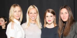Katherine Keating,right,at the NONOO Fall 2014 Collection in New York with (left to right) Mickey Sumner,Misha Nonoo and Princess Eugenie of York. 
