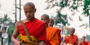 Young Buddhist monks in Laos.
