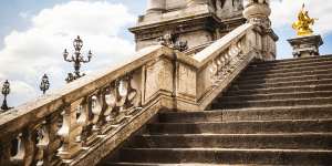Stairs are impossible to avoid. Pictured:Stairway leading up to Pont Alexandre III.