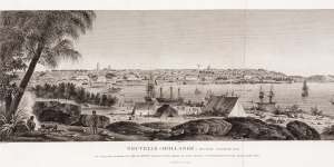 Many languages were already spoken across the continent when the British arrived. This image shows the mouth of Sydney’s Parramatta River c 1801.