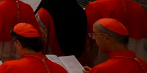 Cardinals gather in the Pauline Chapel before they form a procession to enter the Sistine Chapel to start the conclave.
