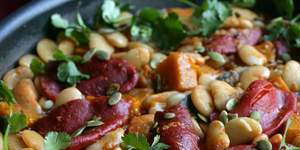 Chilean lima bean and pumpkin stew.