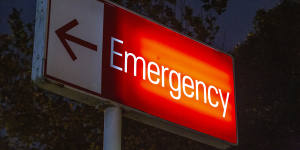An emergency sign at a Sydney hospital.