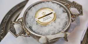 The caviar service in antique silverware is the mic-drop order. 