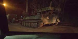 Russian armoured vehicles advance in Donetsk,Ukraine on Thursday.