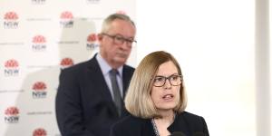 Minister for Health Brad Hazzard,NSW Chief Health Officer Dr Kerry Chant on Saturday.