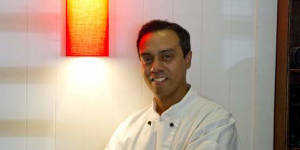 Welcoming .... Daniel Mark,head chef of the Lanterne Rooms.