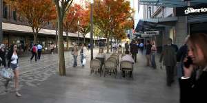 An artist's impression of George Street with trees.