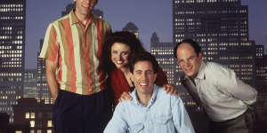 Michael Richards and his Seinfeld cast mates Julia Louis-Dreyfus,Jerry Seinfeld and Jason Alexander.