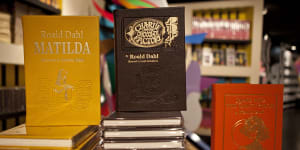 Roald Dahl books on display.