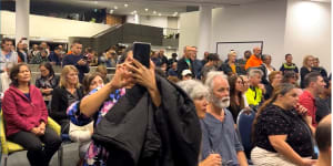 People inside the Monash Council meeting public gallery on Wednesday night.