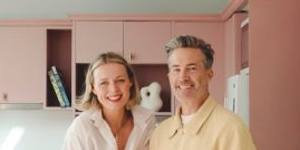 Stuart and Chelsea in their DIY updated kitchen.