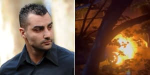 Comanchero bikie chief Mahmoud “Mick” Hawi;a ute torched in the Woollahra antisemitic attack.