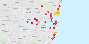 The majority of Sydney’s beaches and harbour swimming spots have a high probability of contamination on Thursday.