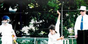 A young Pat Cummins bowling for Penrith Reps Under 10.