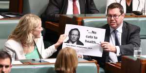 Labor MPs pass a prop around during question time. 