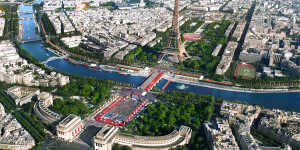 A digitally altered rendering of what the 2024 Paris Olympics may look like.