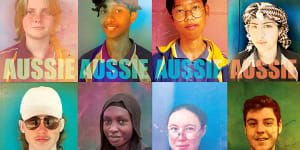 The ‘AUSSIE’ poster by artist Peter Drew is being studied in schools around Australia. Pictured is an example of the posters created by students at Belmont City College. 