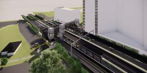 How the new Buranda train station will appear by 2025,with new lifts and overpasses.
