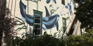 Murals outside the Whale Museum.