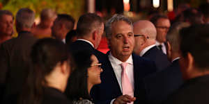 Paul Guerra pressing the flesh in his short-lived sting at Demons CEO.