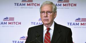 Senate Majority Leader Mitch McConnell awaits the final results. 