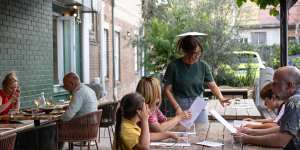 The wonderfully oversized tables in Lunas’ courtyard.