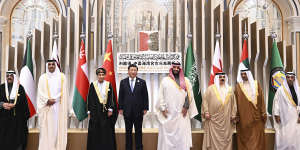 Chinese President Xi Jinping with Arab Gulf leaders at a summit in Riyadh,Saudi Arabia,in 2022. 