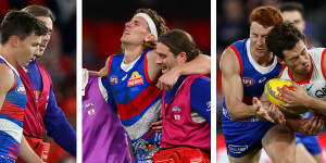 The Bulldogs’ 14-point loss to premiership favourites Sydney was compounded by injuries to Anthony Scott,Aaron Naughton and Ed Richards.