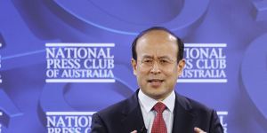 China’s ambassador to Australia,Xiao Qian at the National Press club,canberra,on Wednesday.