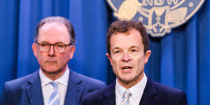 NSW Opposition Leader Mark Speakman (right) and frontbencher Alister Henskens.