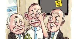 Liberal legends John Howard,Tony Abbott and Eric Abetz.