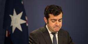 Sam Dastyari announces his resignation from the Senate at a press conference in Sydney.