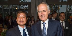 Brighsun Auto chairman Kejun"Kevin"Huang with former prime minister Malcolm Turnbull in 2015. 