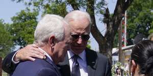 President Joe Biden and first lady Jill Biden visit Robb Elementary School to pay their respects to the victims of the mass shooting.