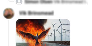An example of one of the anti-windfarm social media posts being shared in Wollongong.