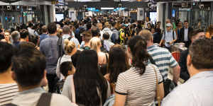Town Hall Station suffered serious levels of overcrowding during the evening peak on Tuesday. 