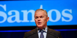 Santos chief executive Kevin Gallagher. Santos and Woodside broke off merger talks in February. 