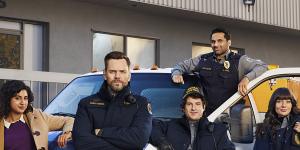 Joel McHale (second from left) with the Animal Control team.