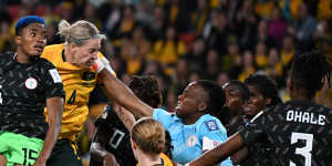 Alanna Kennedy was thrown up front for the latter stages of Australia’s 3-2 loss to Nigeria.
