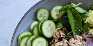 Quick tuna,lentil and avocado salad.