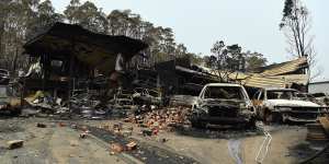 The remains of a car yard in the industrial estate at Batemans Bay. 