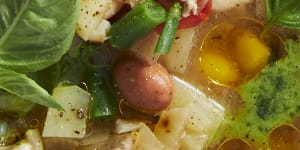 RecipeTin Eats’ soupe de volaille Provencale with basil sauce. 