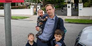 Parent Daniel Foley with sons William 7,Alfred,4,and nine-month-old daughter Annabel.